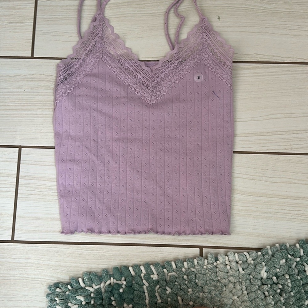 American Eagle Outfitters Purple Ribbed Crop Camisole